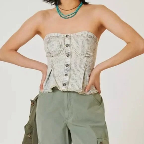 Anthropologie Pilcro Buttondown Corset Top - Picture 1 of 5